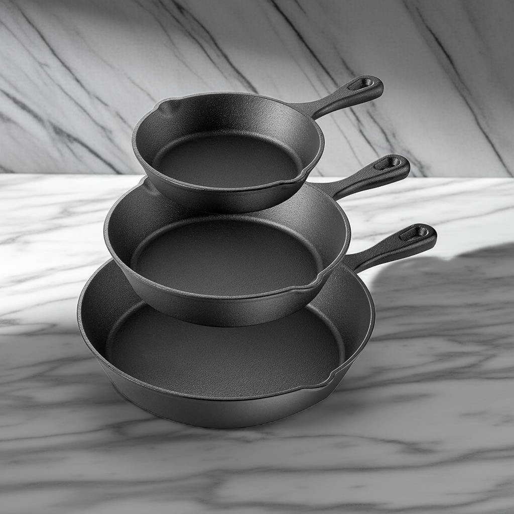 3-Piece Cast Iron Skillet Set – Different Sizes - Image 2
