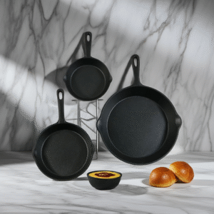 3-Piece Cast Iron Skillet Set – Different Sizes