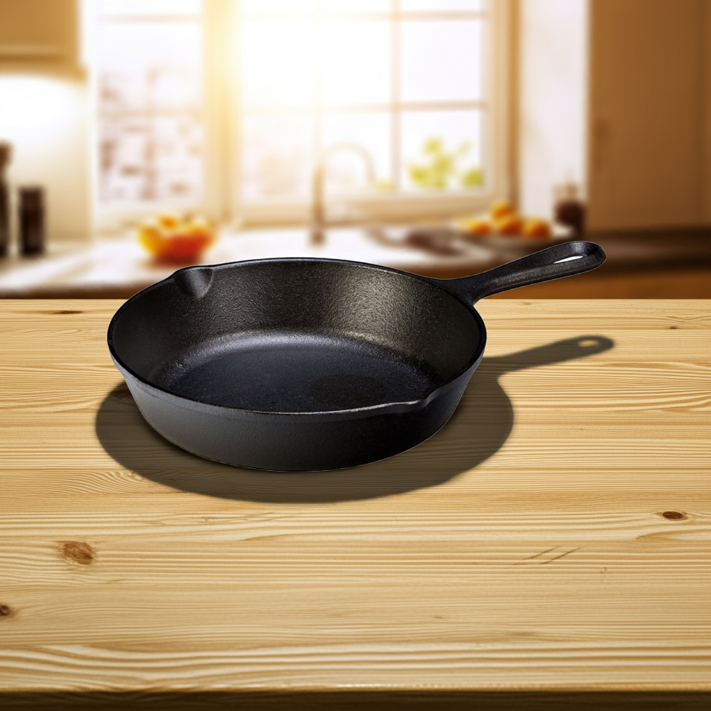 Deep Cast Iron Skillet with Dual Pour Spouts – Heavy Duty Cooking Pan - Image 3