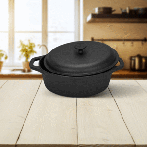 Cast Iron Stock Pot with Lid – Large Family Cooking Pot