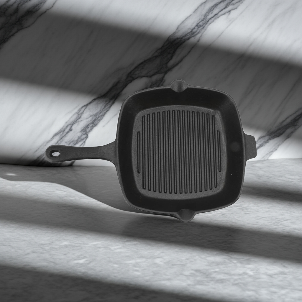 Square Cast Iron Skillet Grill Pan – With Raised Ridges - Image 3