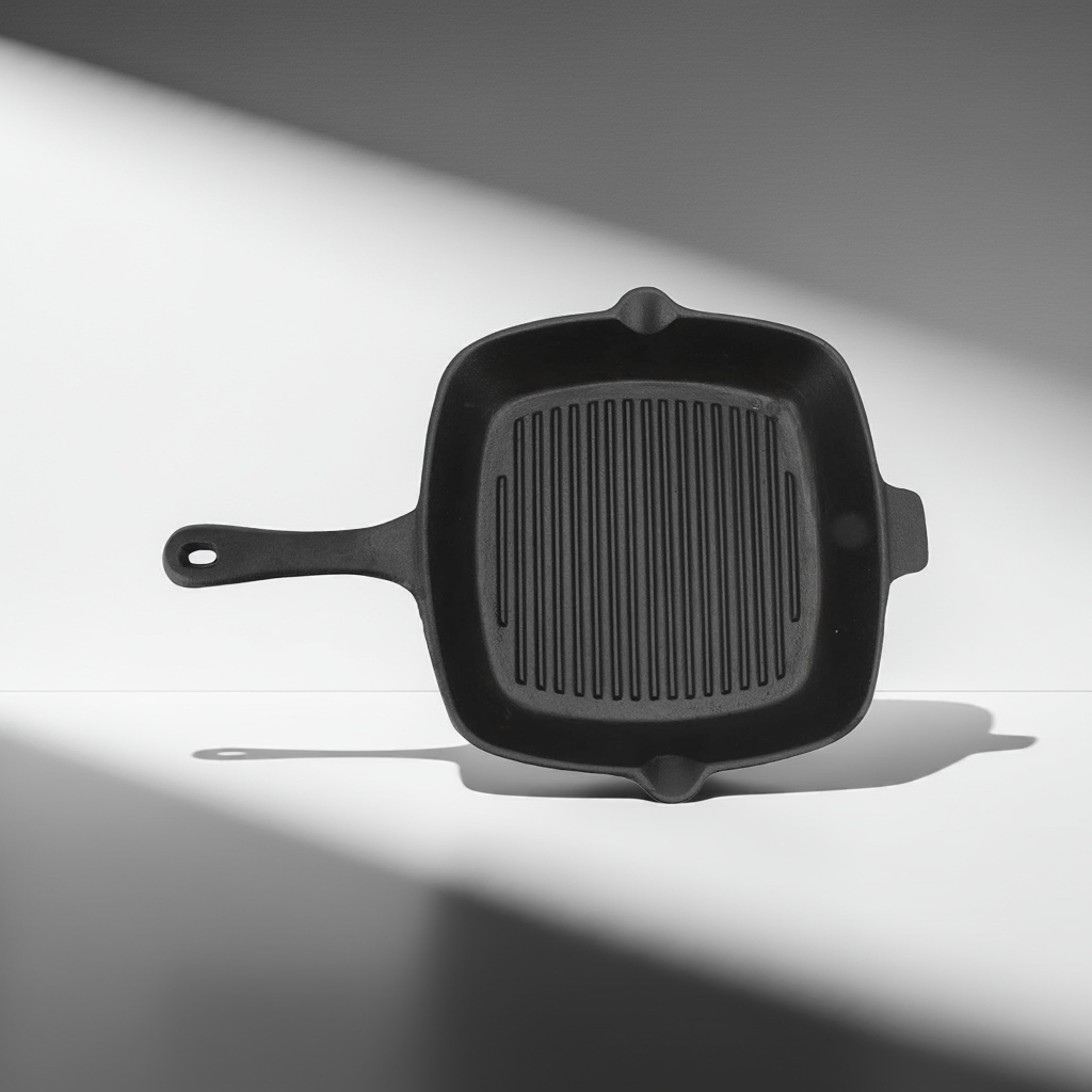 Square Cast Iron Skillet Grill Pan – With Raised Ridges